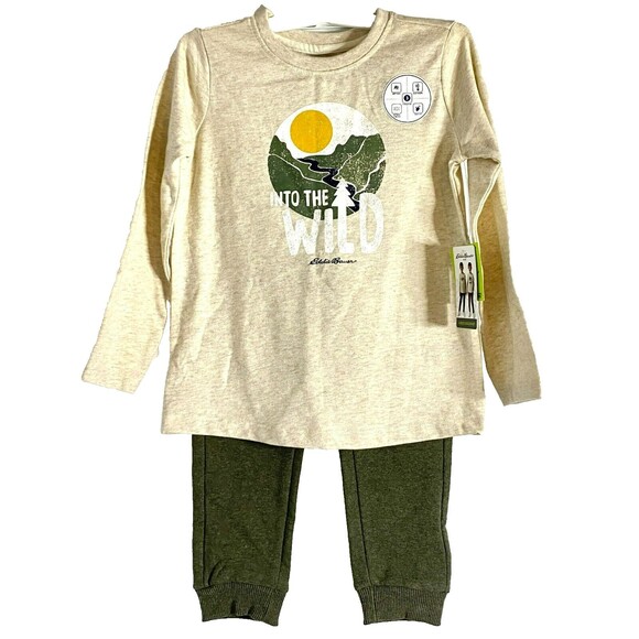 Boy's Eddie Bauer Kids 3 PC Jogger Set - Olive - Size 4T MSRP $62 - Picture 1 of 4